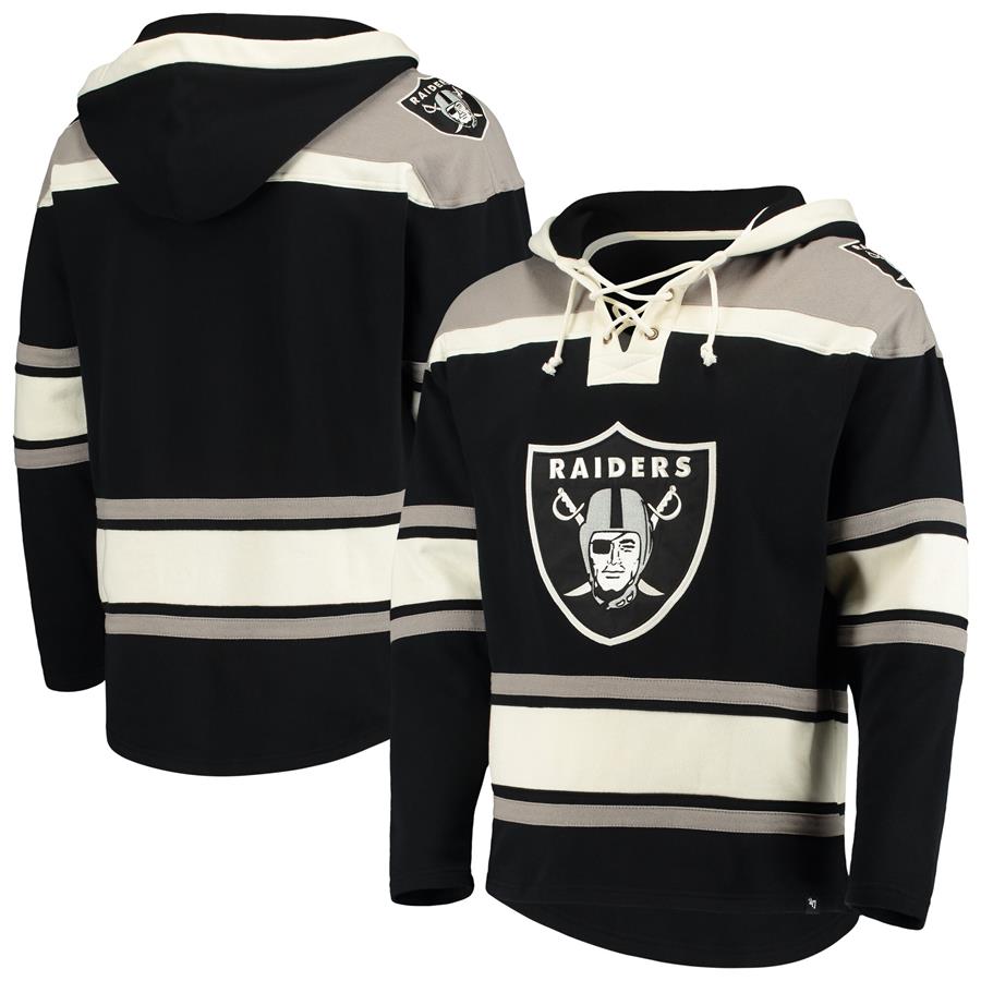 Las Vegas Raiders '47 Lacer V-Neck Pullover Hoodie - Black