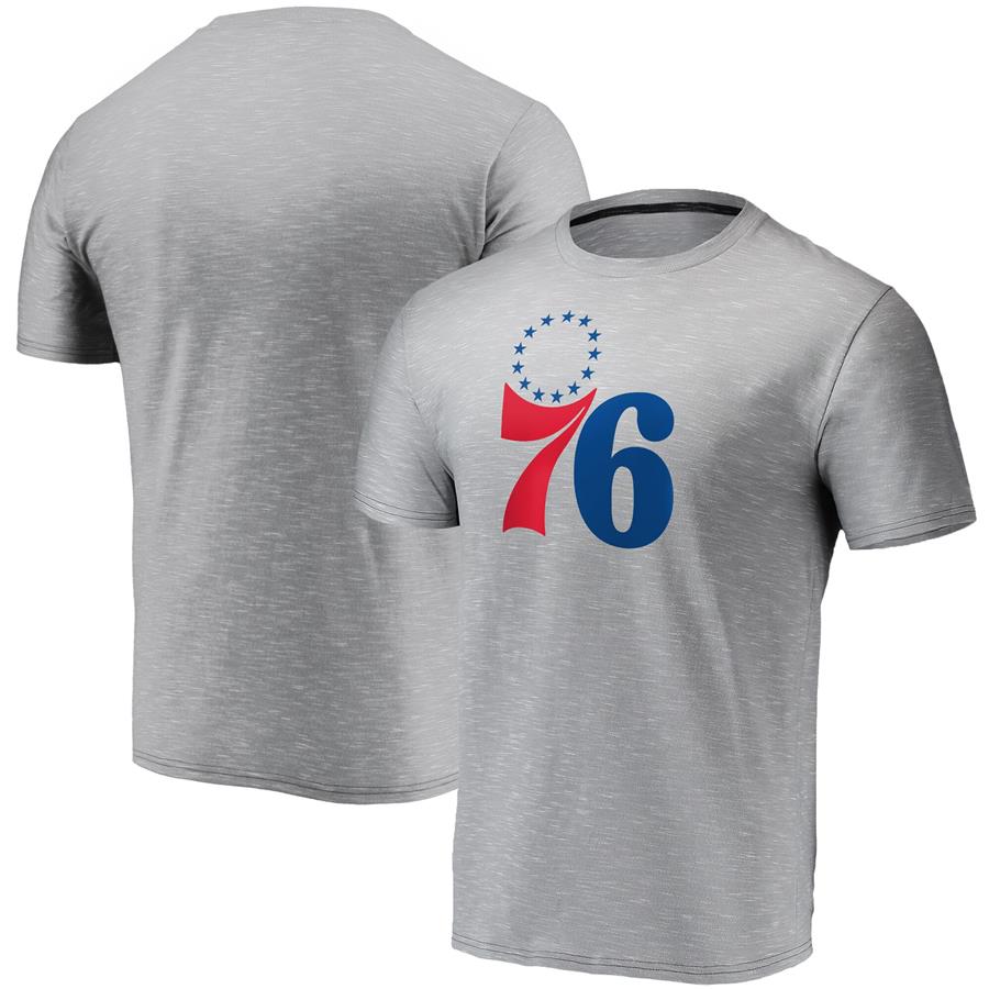 Philadelphia 76ers Fanatics Branded Space Dye Primary Logo Performance T-Shirt - Heathered Gray