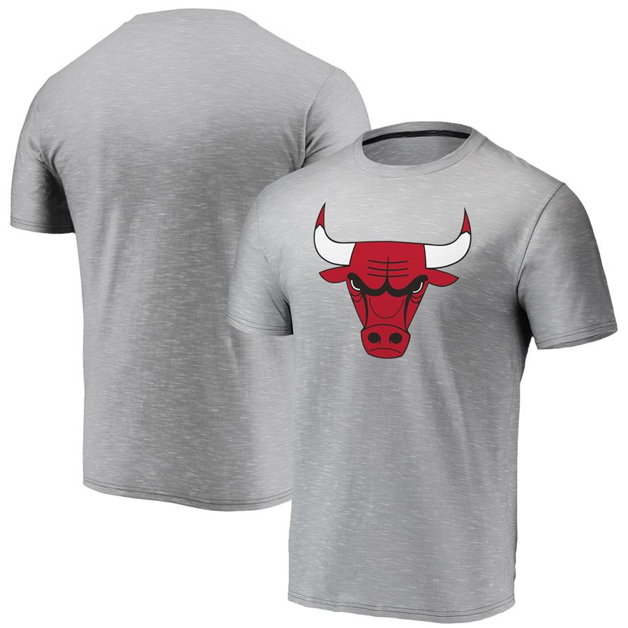 Chicago Bulls Fanatics Branded Space Dye Primary Logo Performance T-Shirt - Heathered Gray