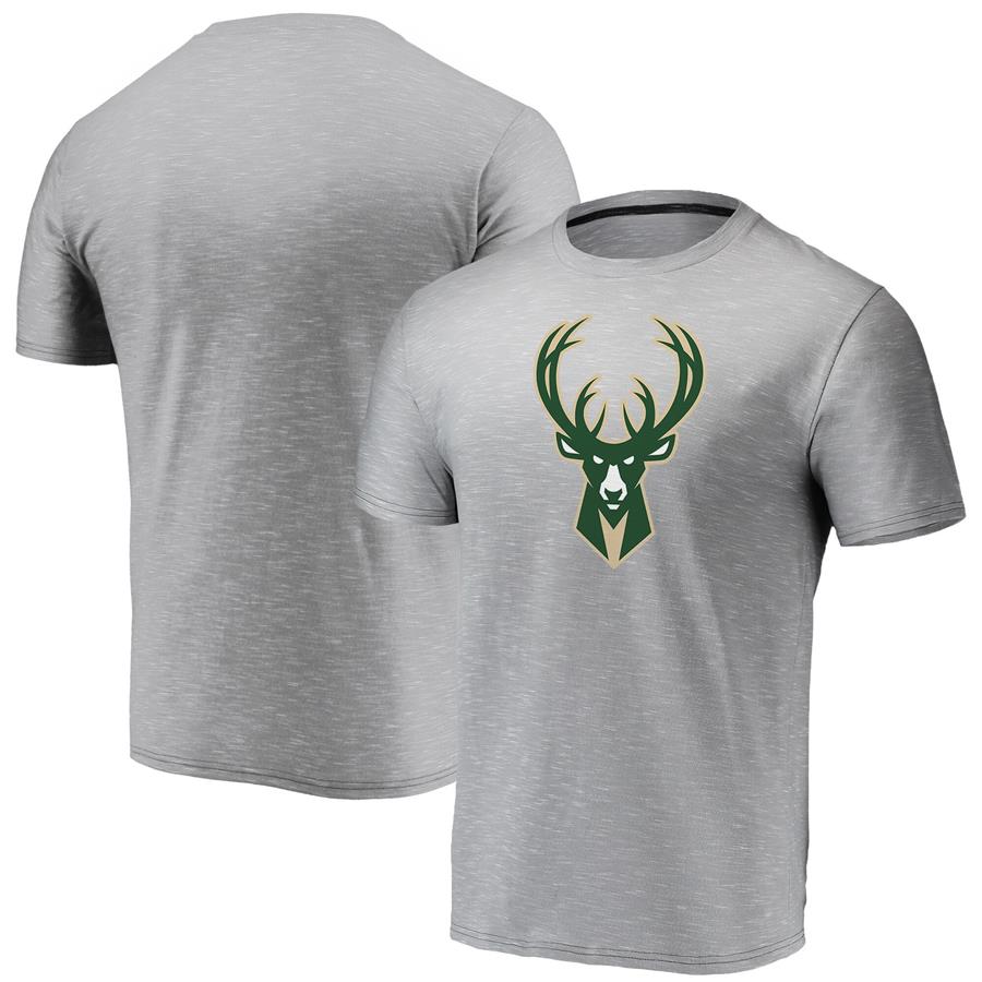 Milwaukee Bucks Fanatics Branded Space Dye Primary Logo Performance T-Shirt - Heathered Gray