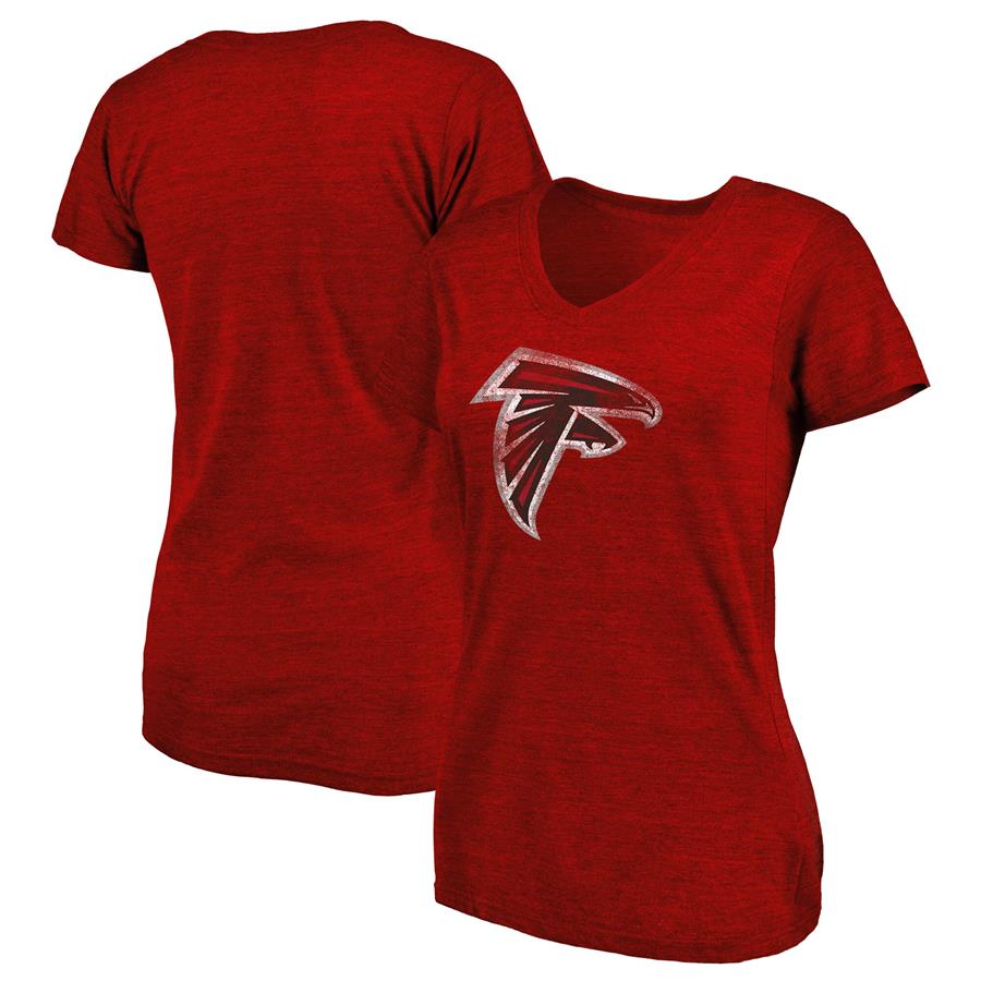 Atlanta Falcons Fanatics Branded Women's Distressed Team Tri-Blend V-Neck T-Shirt - Red