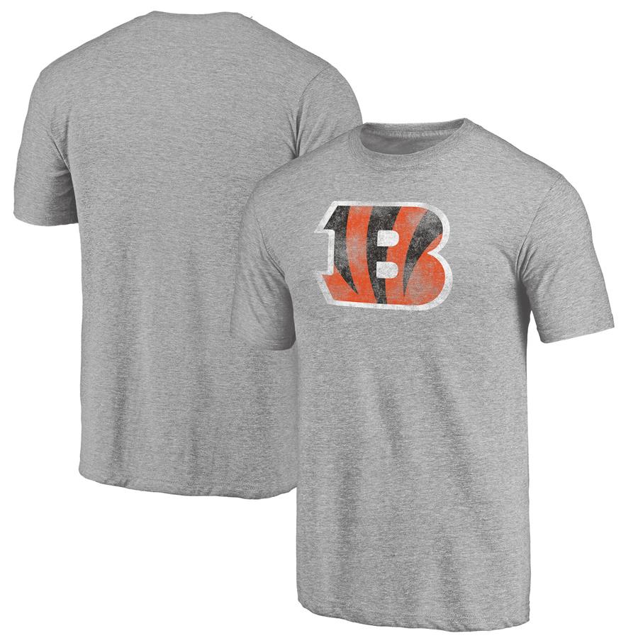 Cincinnati Bengals Fanatics Branded Distressed Team Logo Tri-Blend T-Shirt - Heathered Gray