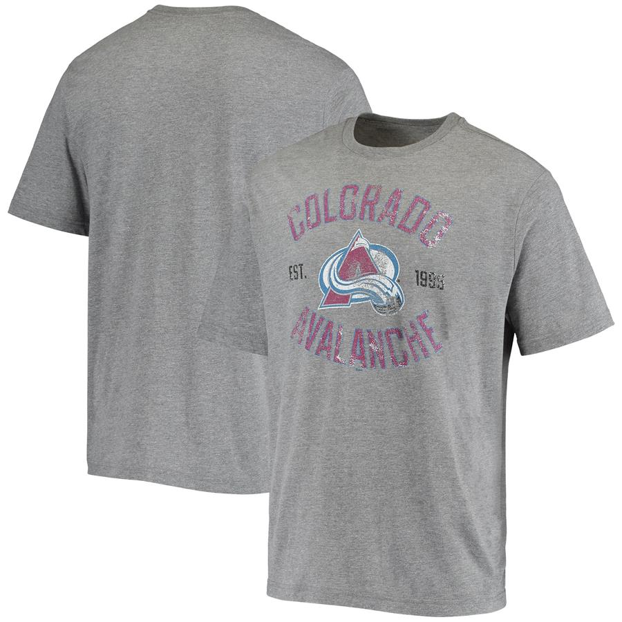 Colorado Avalanche Fanatics Branded Heritage Tri-Blend T-Shirt - Heathered Gray