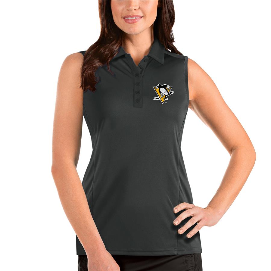 Pittsburgh Penguins Antigua Women's Tribute Sleeveless Polo - Gray