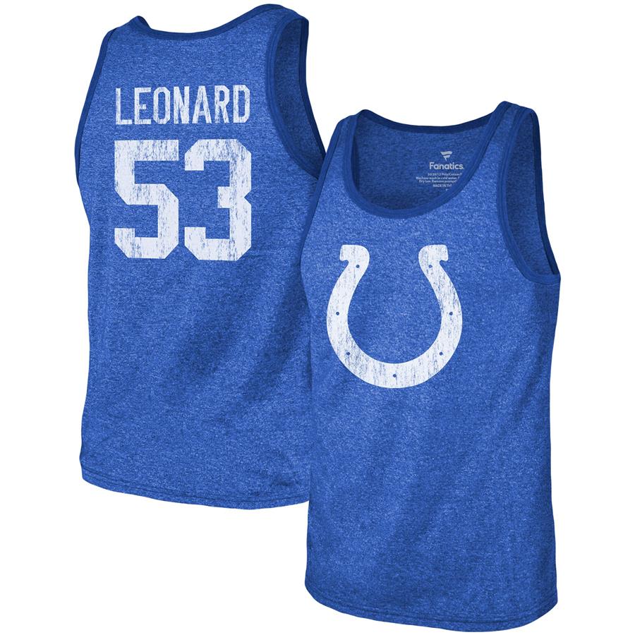 Darius Leonard Indianapolis Colts Fanatics Branded Name & Number Tri-Blend Tank Top - Royal