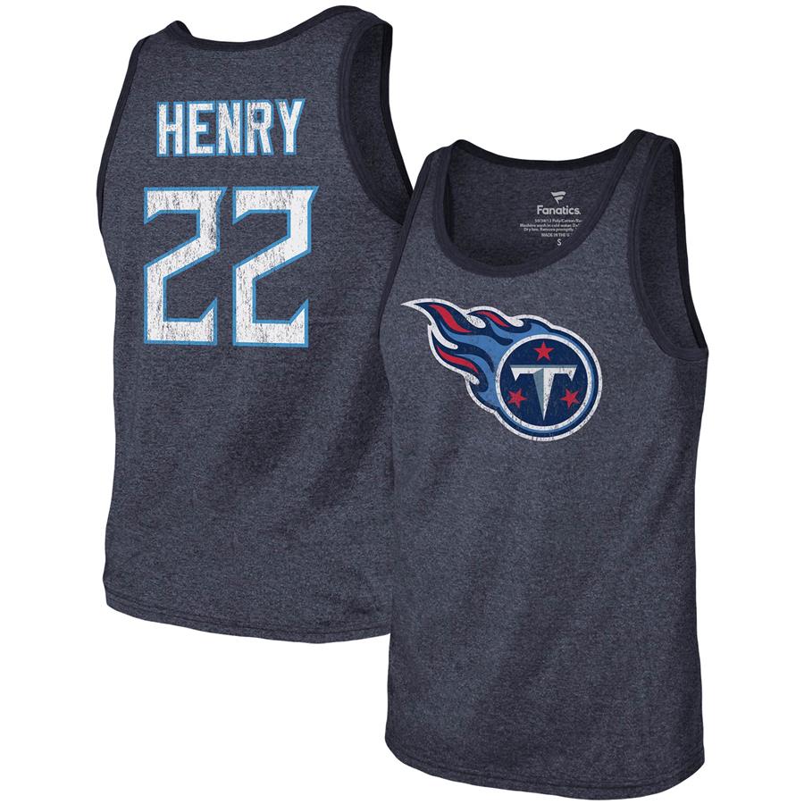 Derrick Henry Tennessee Titans Fanatics Branded Name & Number Tri-Blend Tank Top - Navy