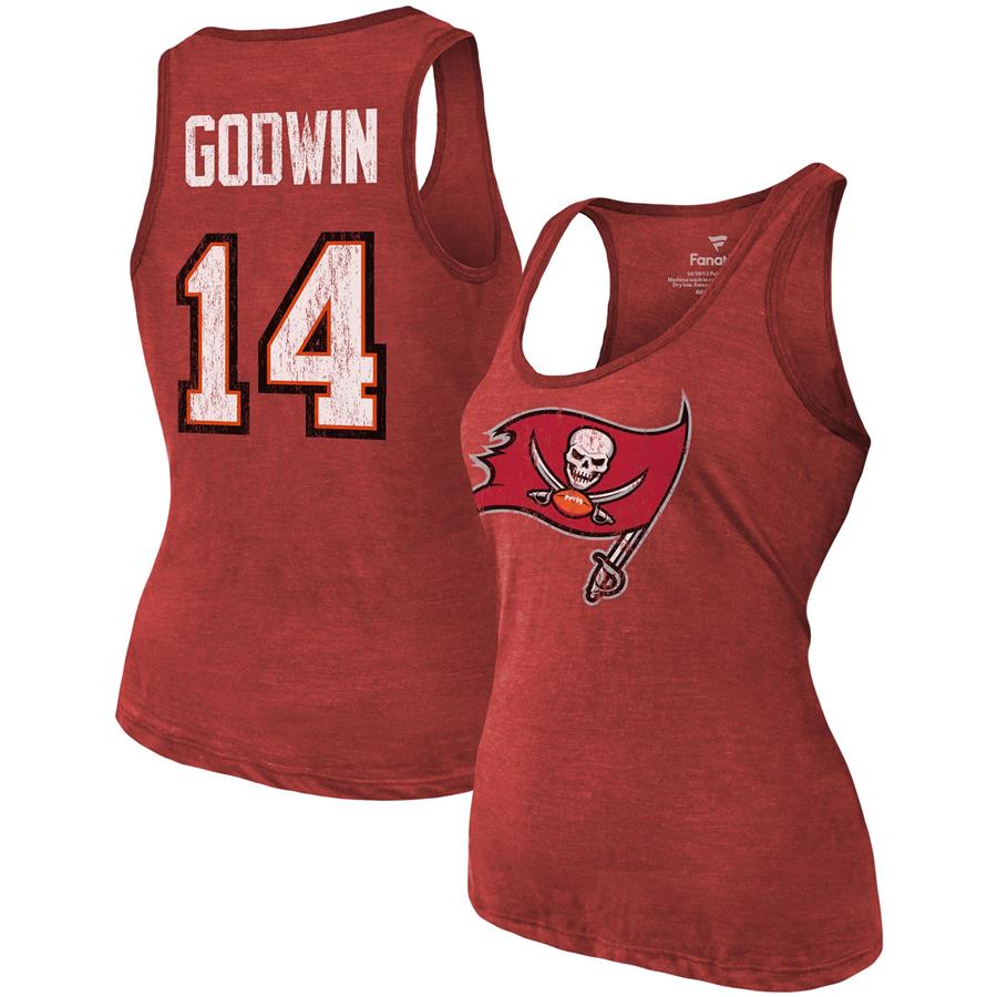 Chris Godwin Tampa Bay Buccaneers Fanatics Branded Women's Name & Number Tri-Blend Tank Top - Heathered Red
