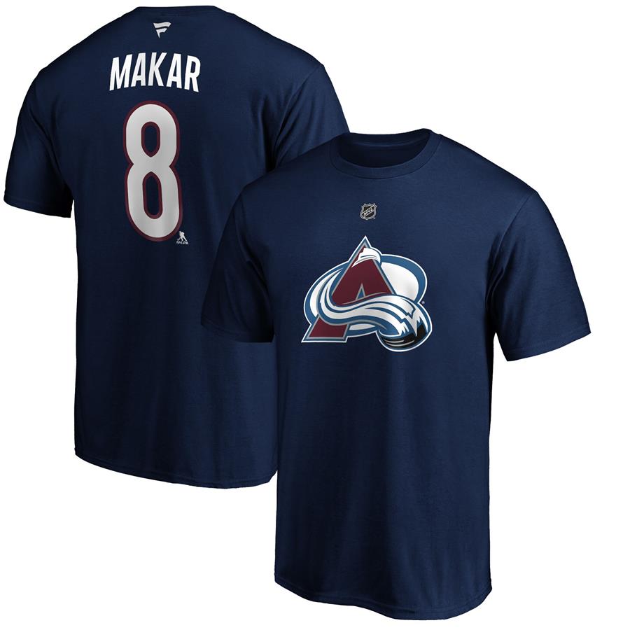Cale Makar Colorado Avalanche Fanatics Branded Authentic Stack Name & Number Team T-Shirt - Navy