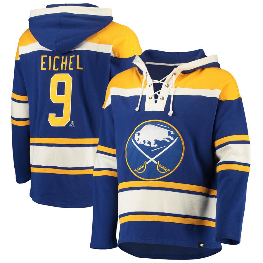 Jack Eichel Buffalo Sabres '47 Player Name & Number Lacer Pullover Hoodie - Royal