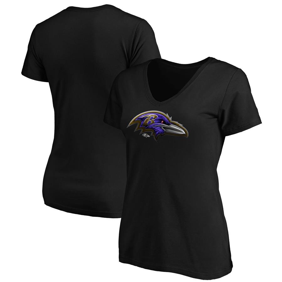Baltimore Ravens Fanatics Branded Women's Midnight Mascot Logo V-Neck T-Shirt - Black