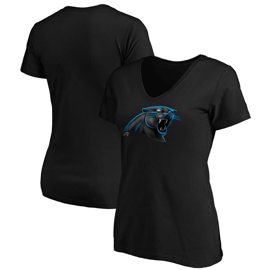 Carolina Panthers Fanatics Branded Women's Midnight Mascot Logo V-Neck T-Shirt - Black