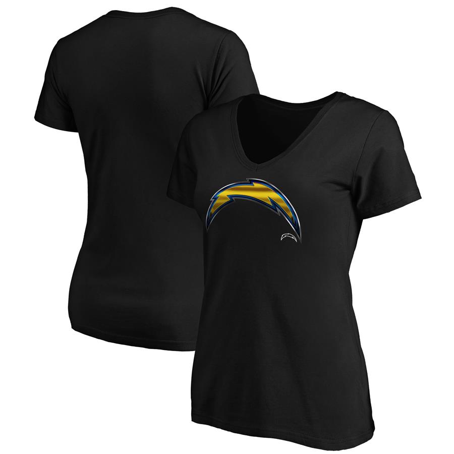 Женская футболка с V-вырезом Los Angeles Chargers Fanatics Branded Midnight Mascot Logo (чёрный)