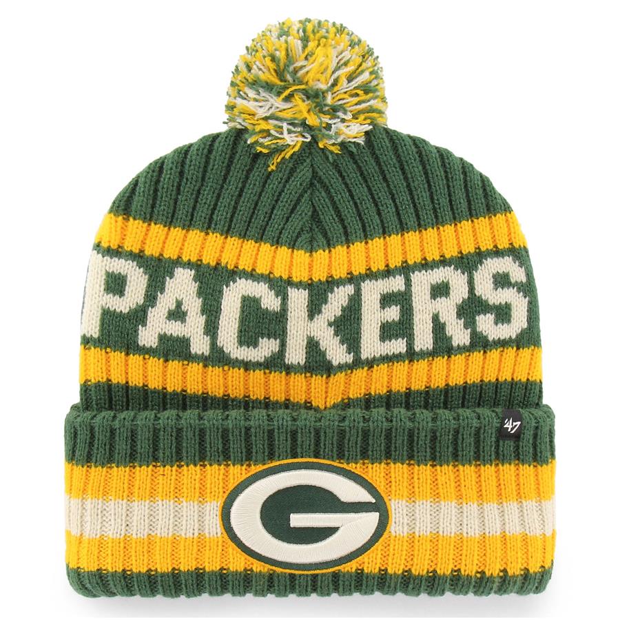 Green Bay Packers '47 Bering Cuffed Knit Hat with Pom - Green