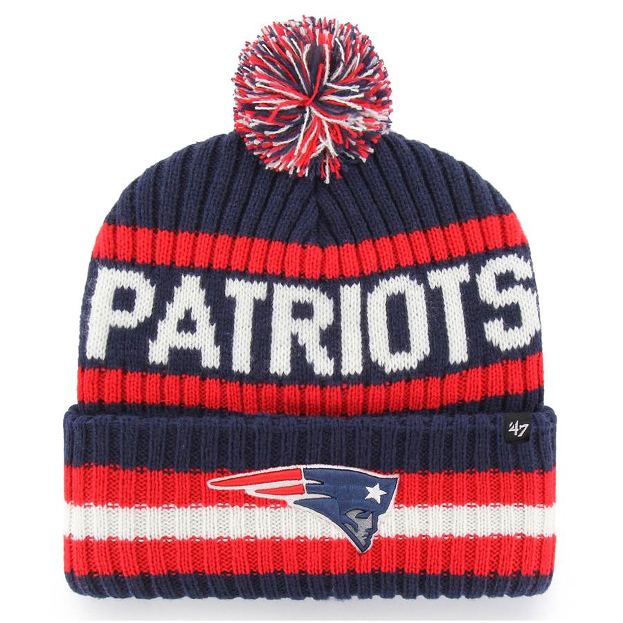 New England Patriots '47 Bering Cuffed Knit Hat with Pom - Navy