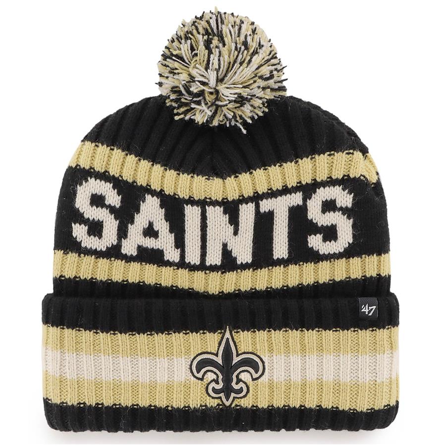 New Orleans Saints '47 Bering Cuffed Knit Hat with Pom - Black