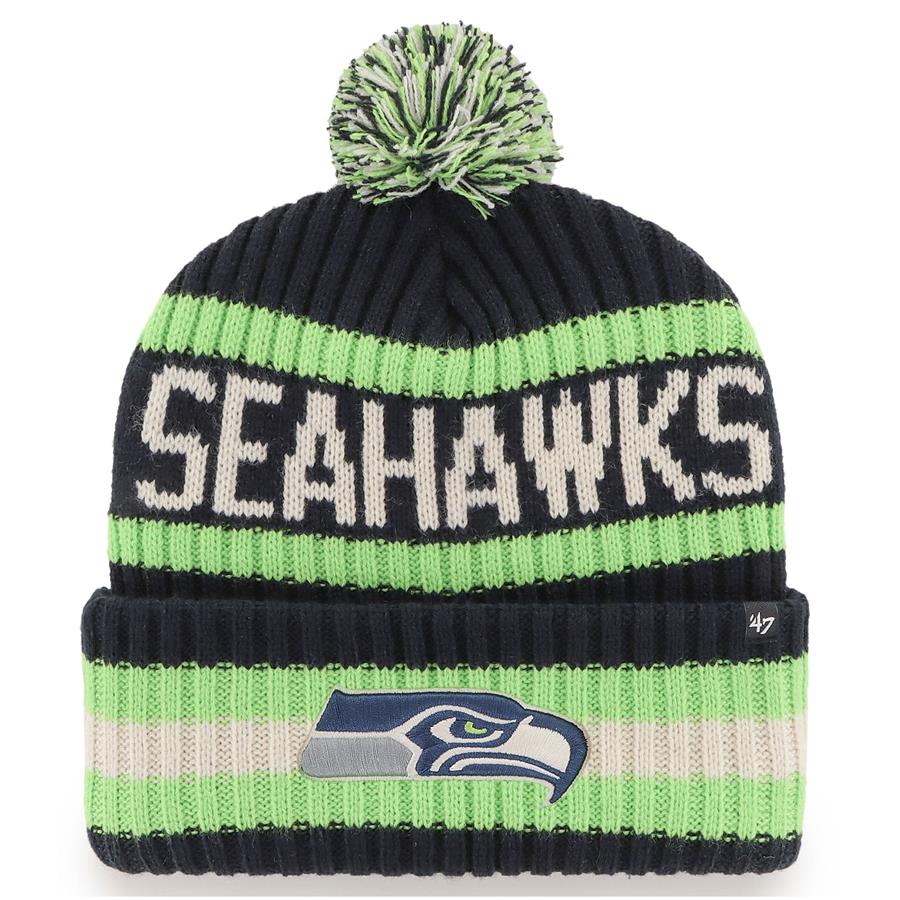 Seattle Seahawks '47 Bering Cuffed Knit Hat with Pom - College Navy