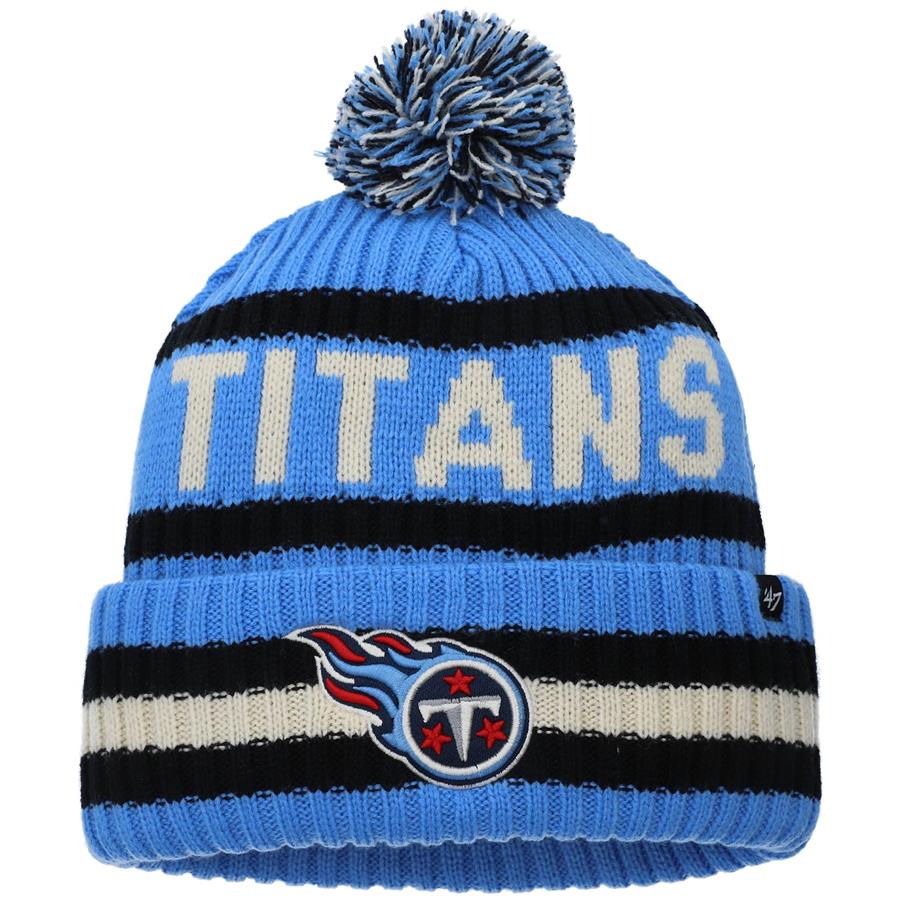Tennessee Titans '47 Bering Cuffed Knit Hat with Pom - Light Blue