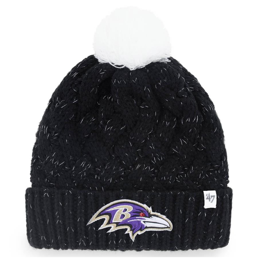 Baltimore Ravens '47 Women's Fiona Logo Cuffed Knit Hat with Pom - Black