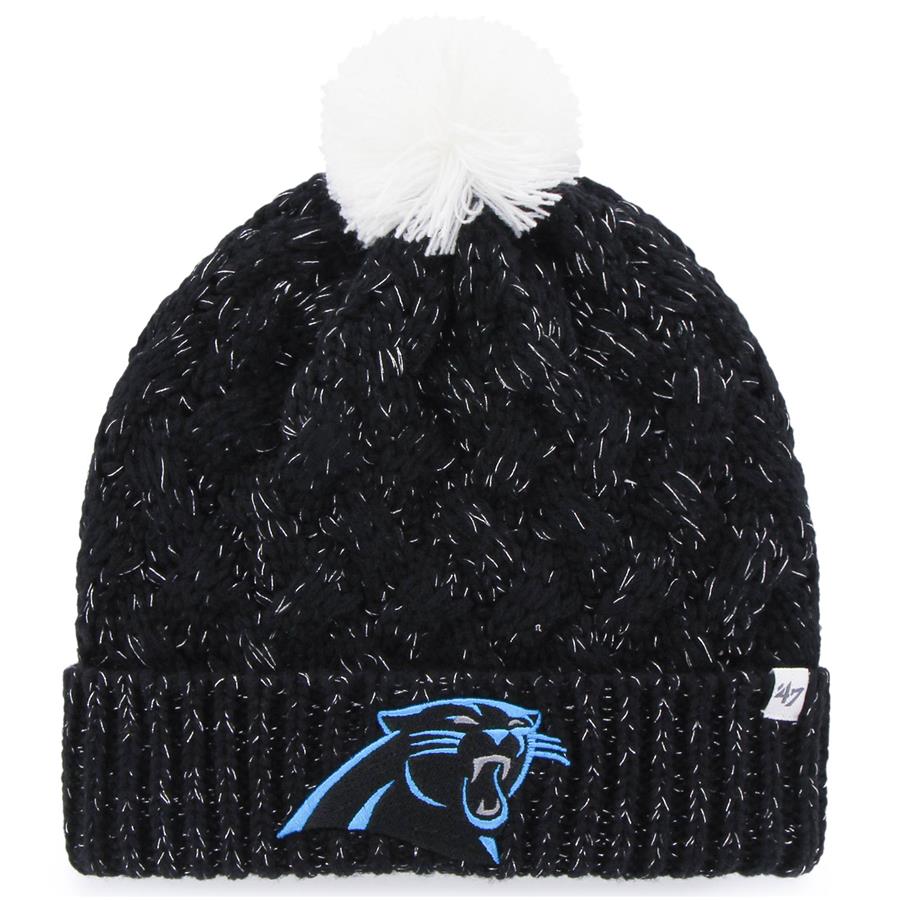 Carolina Panthers '47 Women's Fiona Logo Cuffed Knit Hat with Pom - Black
