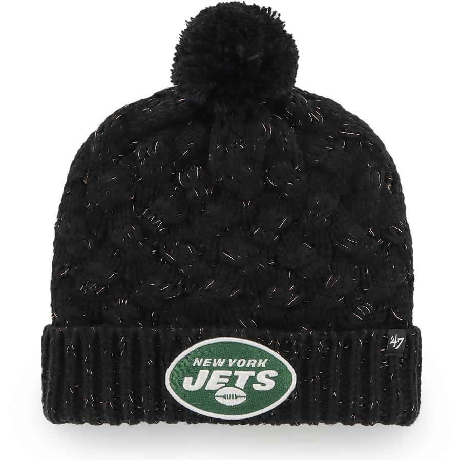 New York Jets '47 Women's Fiona Logo Cuffed Knit Hat with Pom - Black