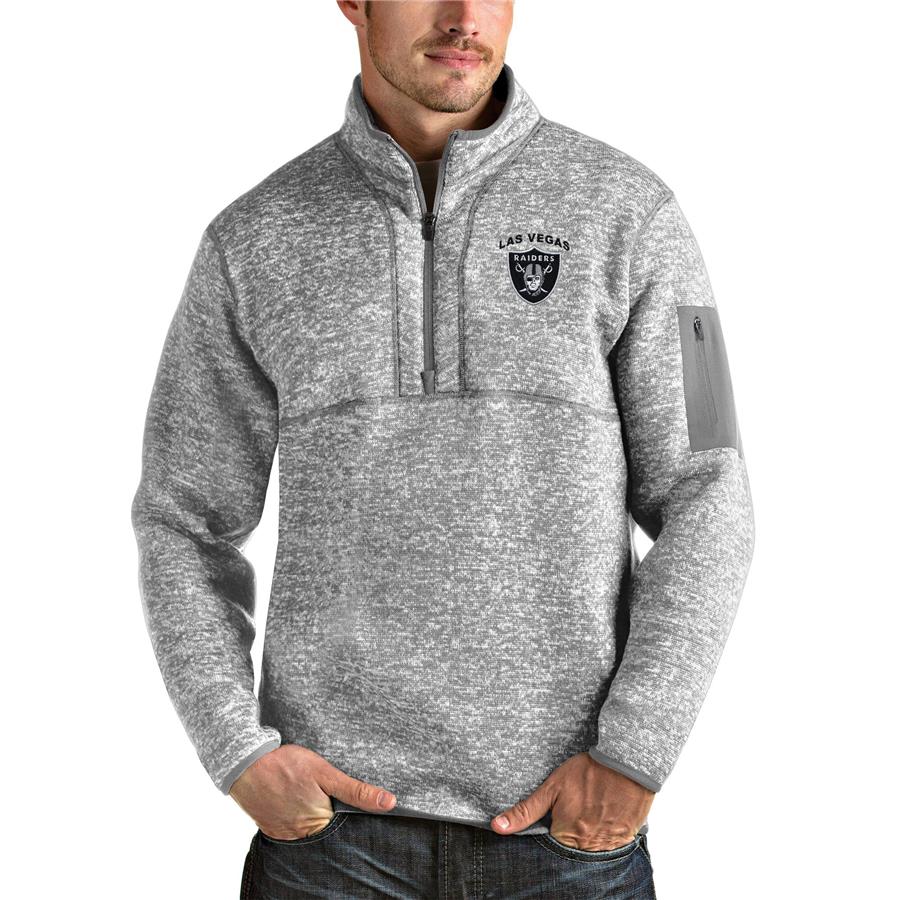 Las Vegas Raiders Antigua Fortune Quarter-Zip Pullover Jacket - Heather Gray