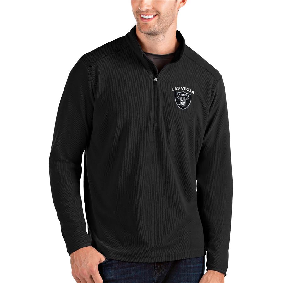 Las Vegas Raiders Antigua Glacier Quarter-Zip Pullover Jacket - Black