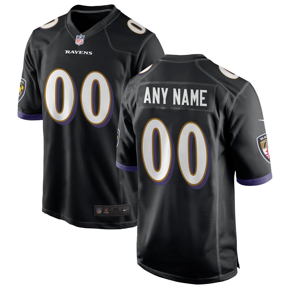 Baltimore Ravens Nike Alternate Custom Game Jersey - Black