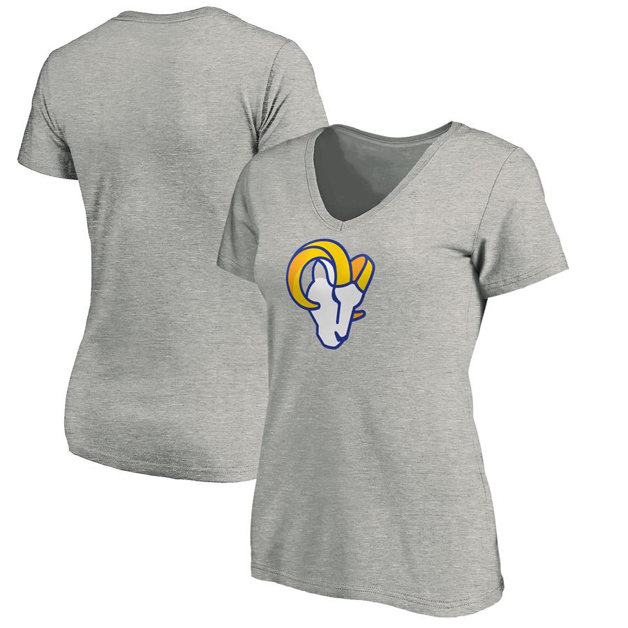 Los Angeles Rams NFL Pro Line by Fanatics Branded Women's Ram Head V-Neck T-Shirt - Heather Gray