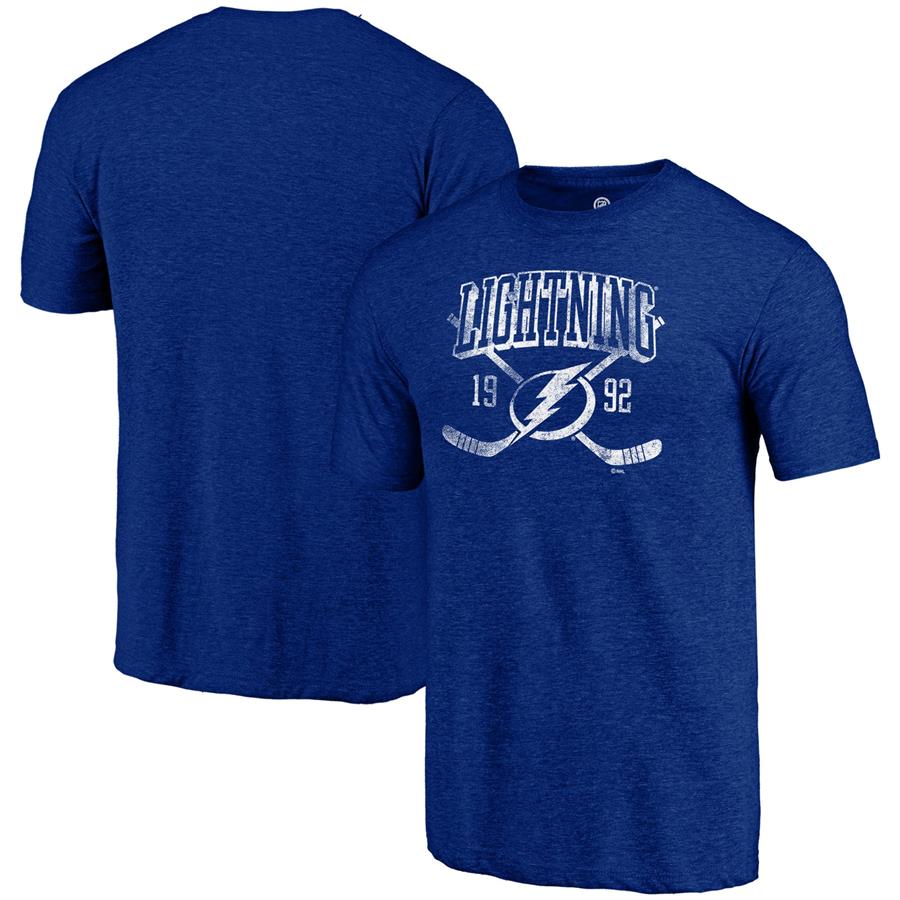 Tampa Bay Lightning Fanatics Branded Line Shift Tri-Blend T-Shirt - Heathered Blue