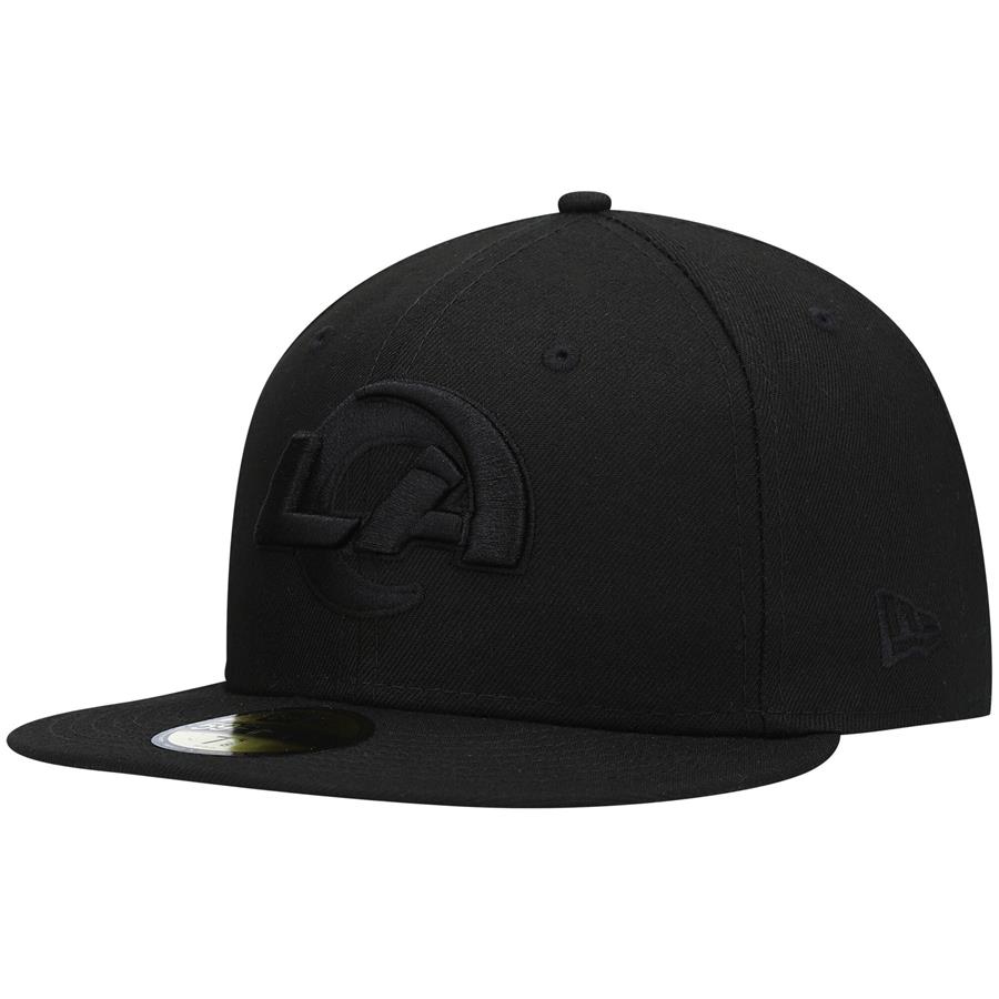 Los Angeles Rams New Era Logo Black on Black 59FIFTY Fitted Hat