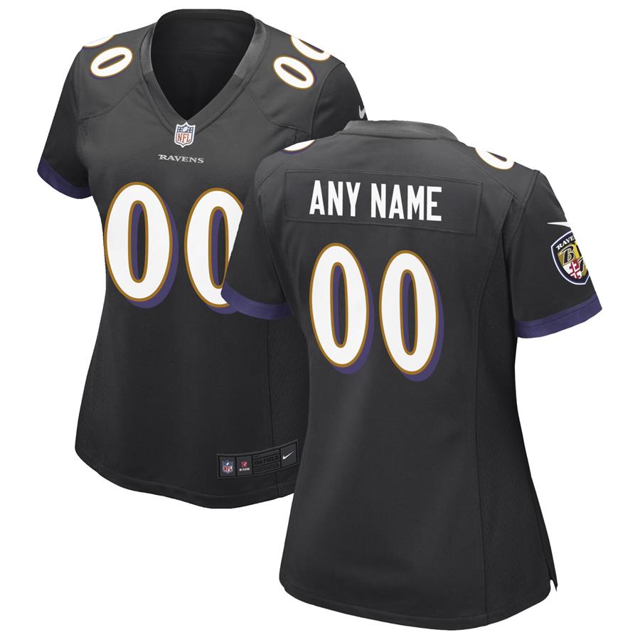 Baltimore Ravens Nike Women's Alternate Custom Game Jersey - Black