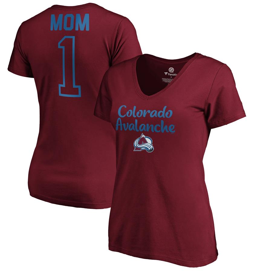 Colorado Avalanche Fanatics Branded Women's #1 Mom V-Neck T-Shirt - Burgundy