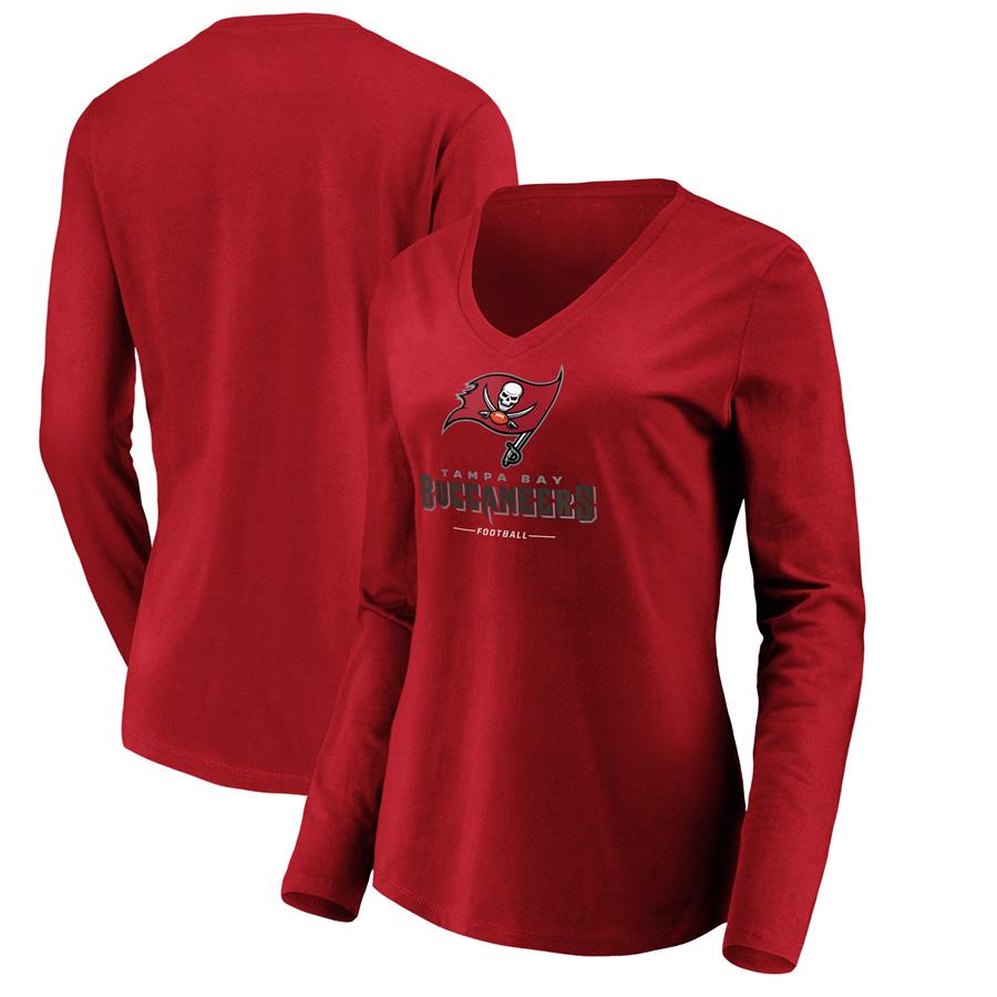 Tampa Bay Buccaneers NFL Pro Line by Fanatics Branded Women's Team Lockup Long Sleeve V-Neck T-Shirt - Red