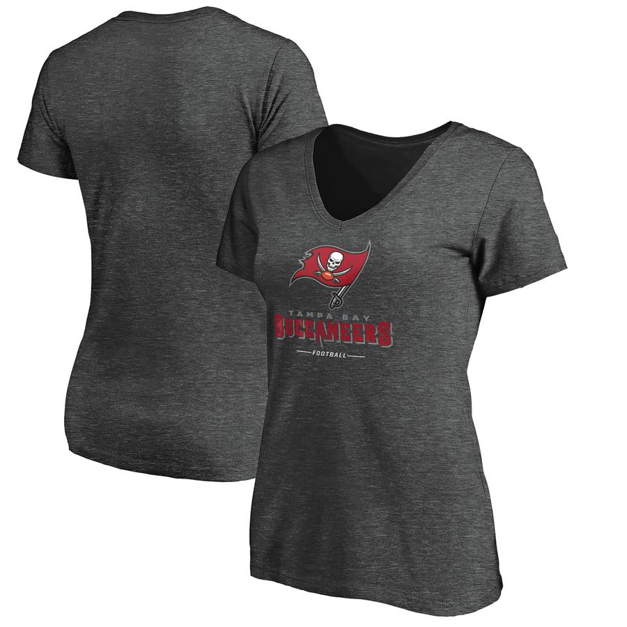 Tampa Bay Buccaneers NFL Pro Line by Fanatics Branded Women's Team Lockup V-Neck T-Shirt - Heather Gray