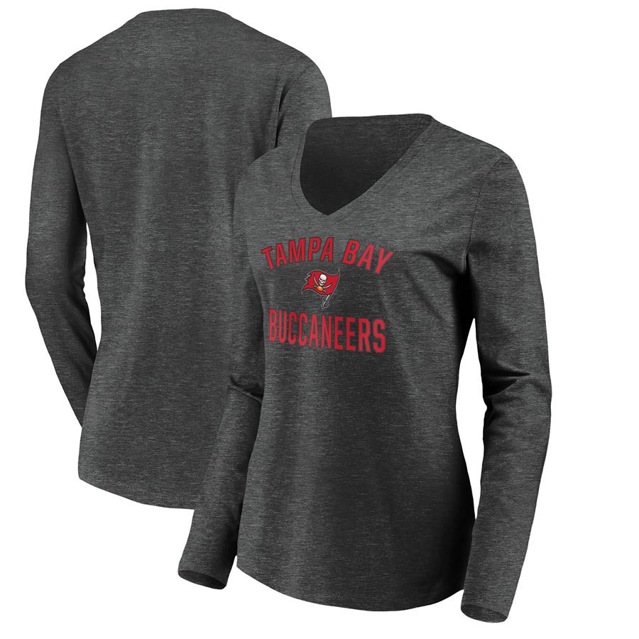 Tampa Bay Buccaneers NFL Pro Line by Fanatics Branded Women's Victory Arch Long Sleeve V-Neck T-Shirt - Heather Gray