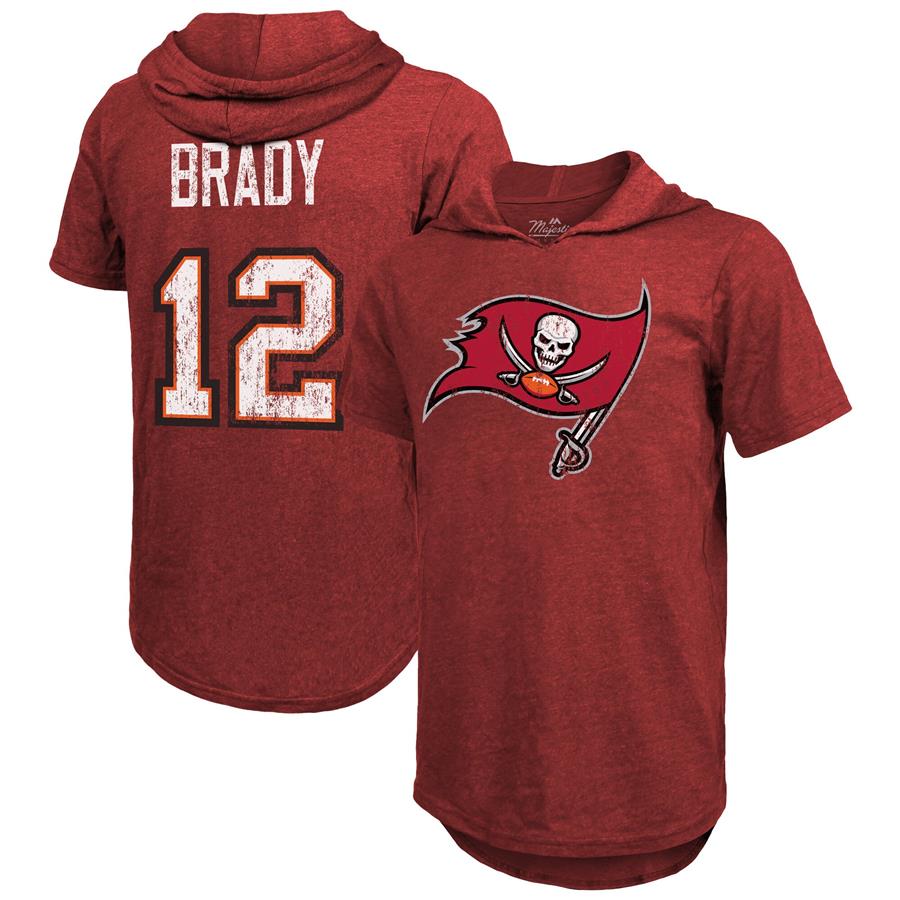 Tom Brady Tampa Bay Buccaneers Fanatics Branded Player Name & Number Tri-Blend Hoodie T-Shirt - Red