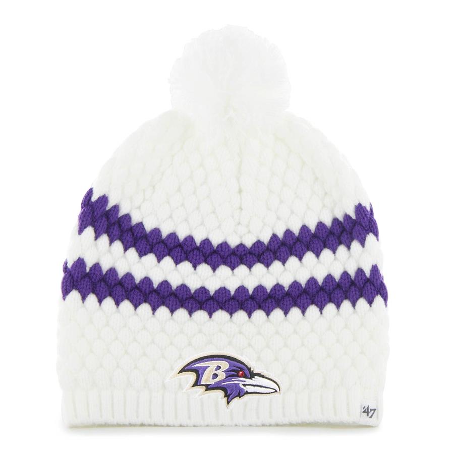 Baltimore Ravens '47 Women's Kendall Knit Beanie with Pom - White