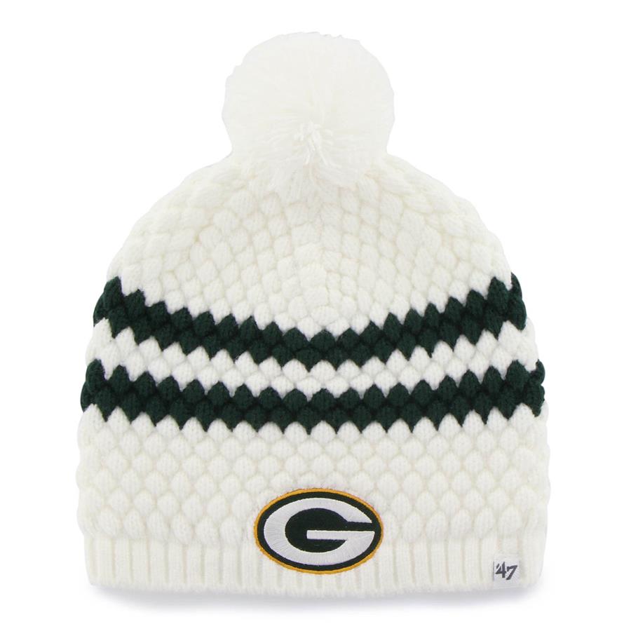 Green Bay Packers '47 Women's Kendall Knit Beanie with Pom - White