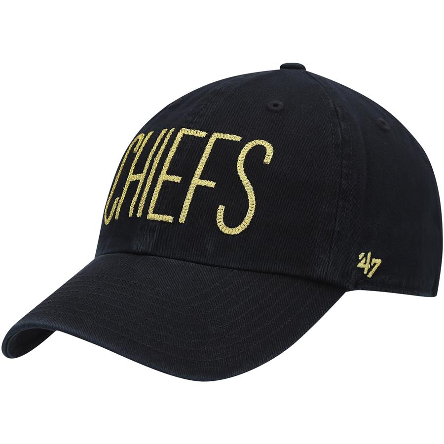 Kansas City Chiefs '47 Women's Shimmer Text Clean Up Adjustable Hat - Black