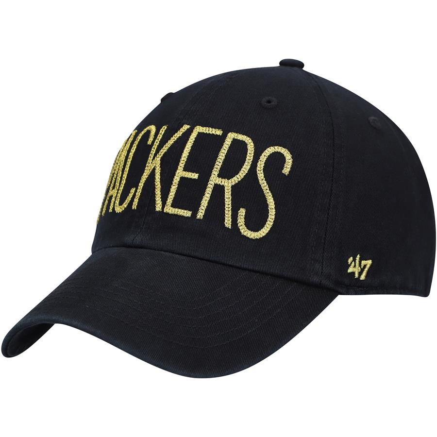 Green Bay Packers '47 Women's Shimmer Text Clean Up Adjustable Hat - Black
