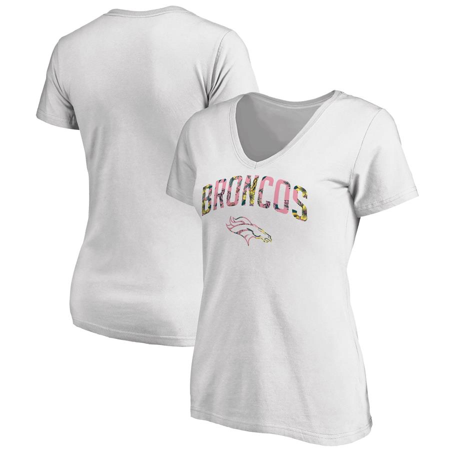 Denver Broncos NFL Pro Line by Fanatics Branded Women's Floral Arch T-Shirt - White