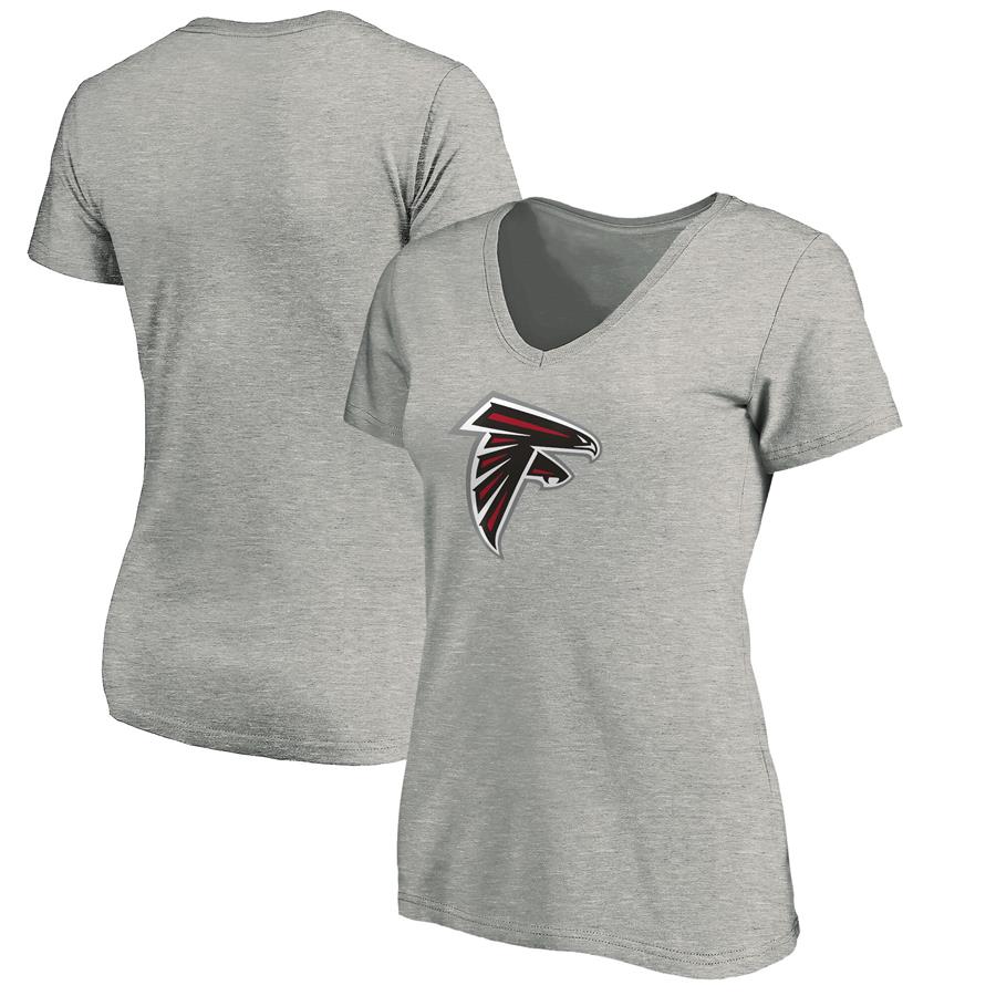 Atlanta Falcons Fanatics Branded Women's Primary Logo V-Neck T-Shirt - Heather Gray