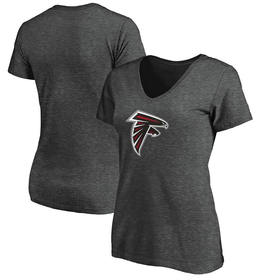 Atlanta Falcons Fanatics Branded Women's Primary Logo V-Neck T-Shirt - Heather Gray