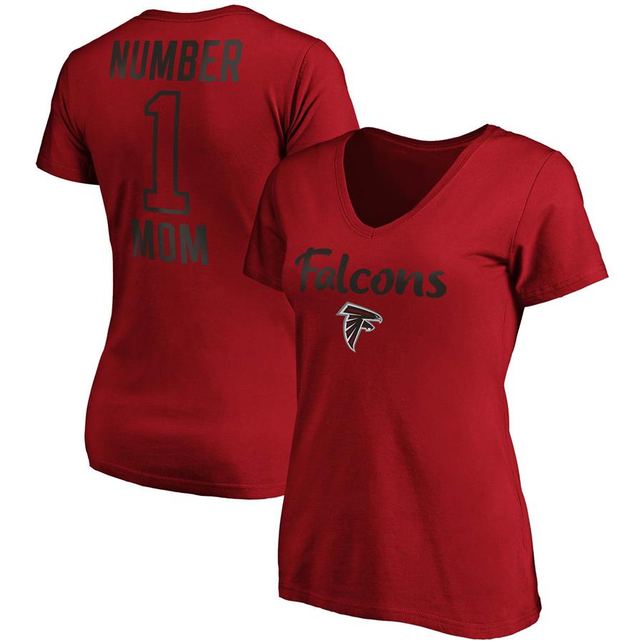 Atlanta Falcons Fanatics Branded Women's #1 Mom Team Logo V-Neck T-Shirt - Red