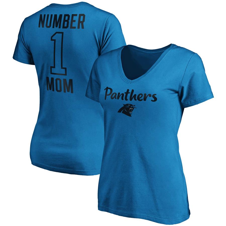 Carolina Panthers Fanatics Branded Women's #1 Mom Team Logo V-Neck T-Shirt - Blue