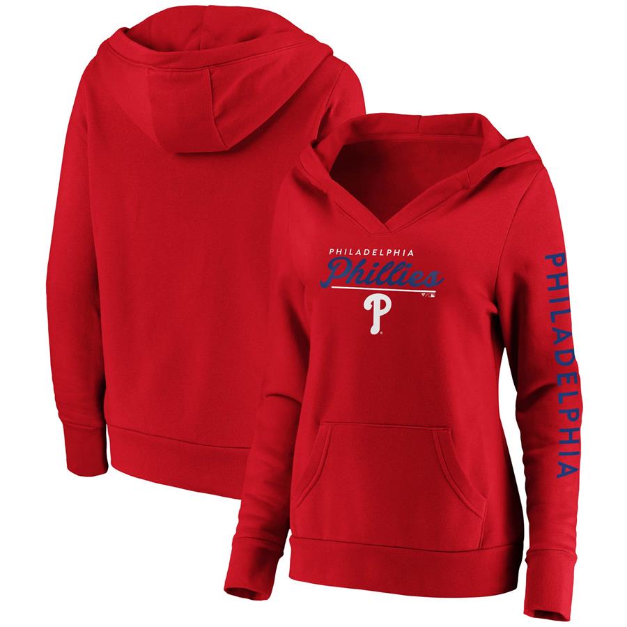 Philadelphia Phillies Fanatics Branded Women's Core High Class Crossover Pullover Hoodie - Red