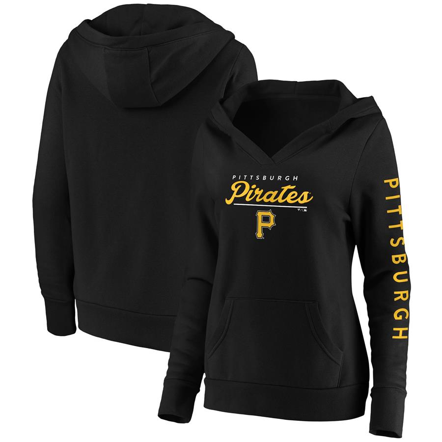 Pittsburgh Pirates Fanatics Branded Women's Core High Class Crossover Pullover Hoodie - Black