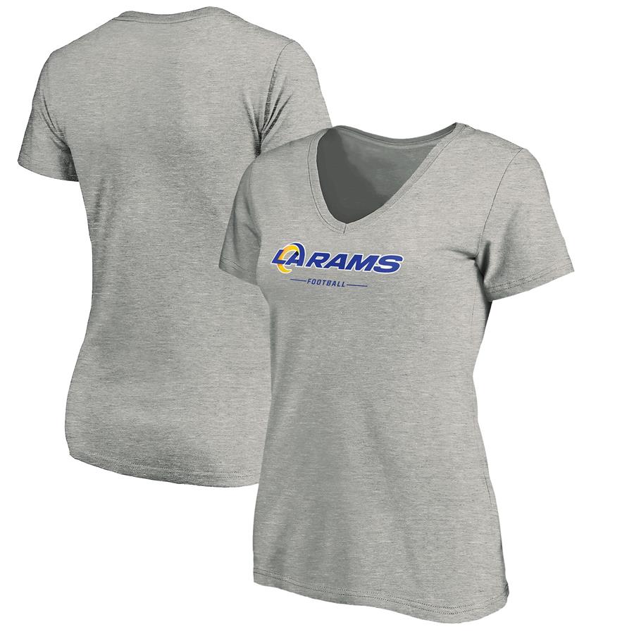 Los Angeles Rams NFL Pro Line by Fanatics Branded Women's Team Lockup V-Neck T-Shirt - Heather Gray