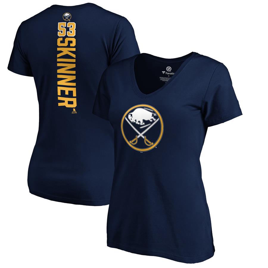 Jeff Skinner Buffalo Sabres Fanatics Branded Women's Playmaker V-Neck T-Shirt - Navy
