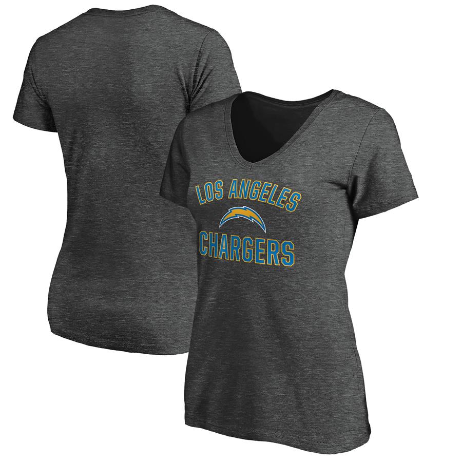Женская футболка с V-вырезом Los Angeles Chargers Fanatics Branded Victory Arch (серый меланж)